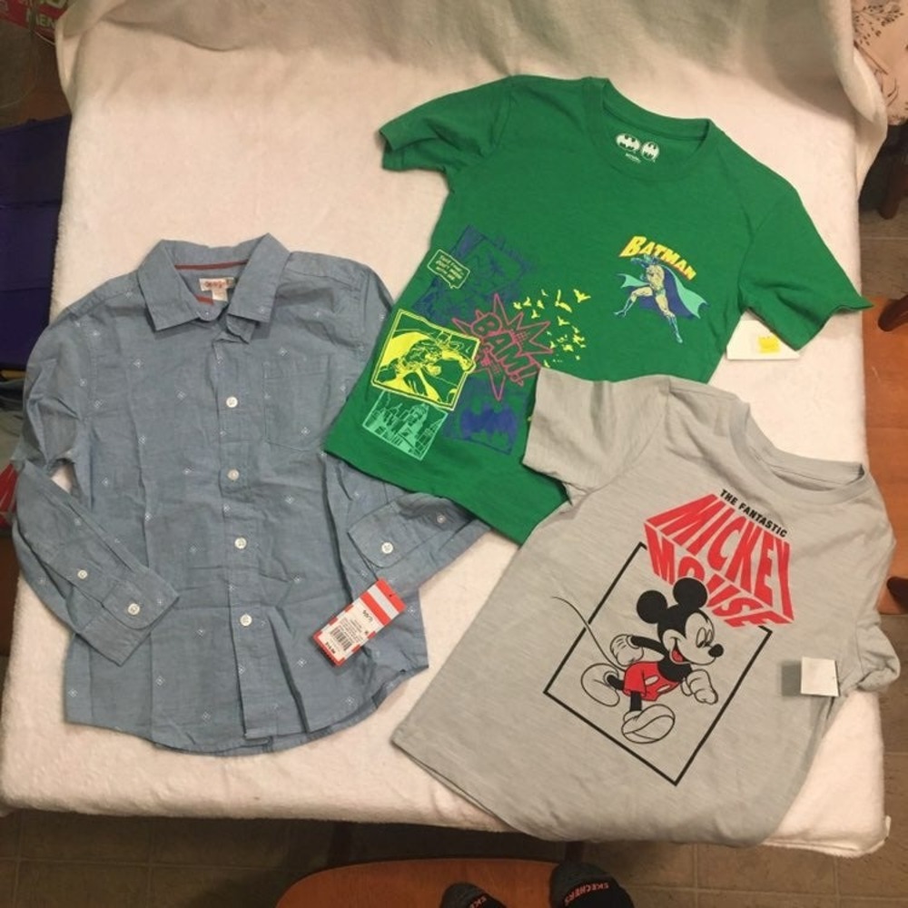 New Boys shirt bundle s 6/7 Batman Mickey‎ Mouse